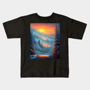 colorful winter sunset Kids T-Shirt